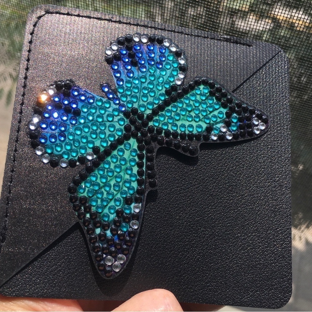 Diamond Art Butterfly Corner Bookmark, Colorful, Sparkly, Bling (TEAL/BLACK) - Picture 6 of 17